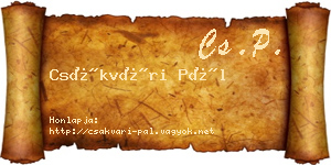 Csákvári Pál névjegykártya