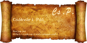 Csákvári Pál névjegykártya
